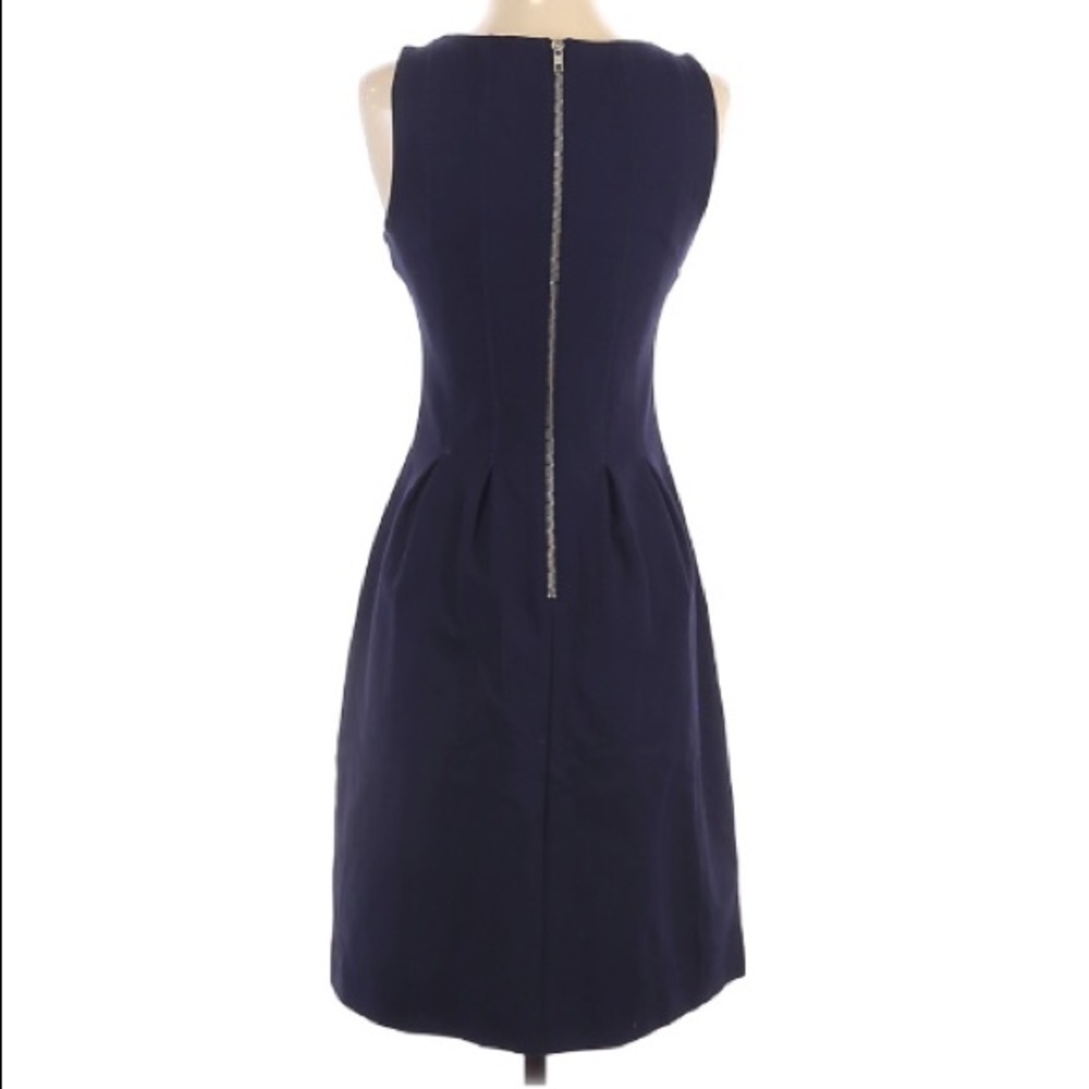 Navy j crew pleated flare navy blue dress - Picture 4 of 11
